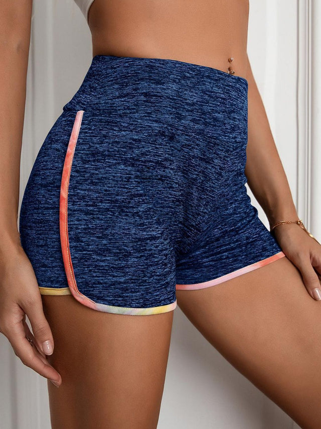 Heathered wide waistband shorts.