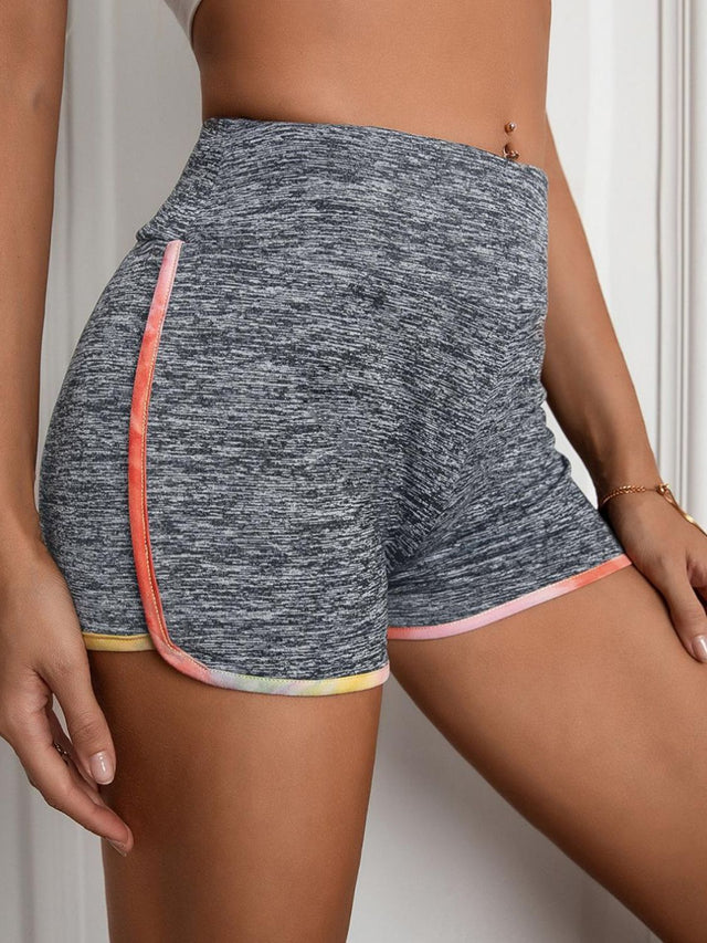 Heathered wide waistband shorts.