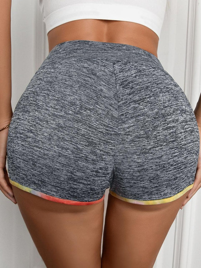 Heathered wide waistband shorts.