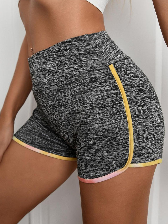 Heathered wide waistband shorts.