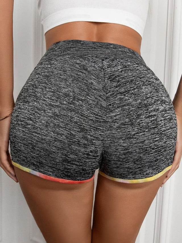 Heathered wide waistband shorts.