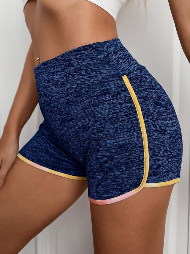 Heathered wide waistband shorts.