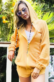 Hidden leopard knit hoodie top and shorts set, women's cozy loungewear, comfortable knit two-piece outfit, subtle leopard print, practical pockets, drawstring shorts, slightly stretchy polyester spandex blend, ideal for relaxed everyday wear