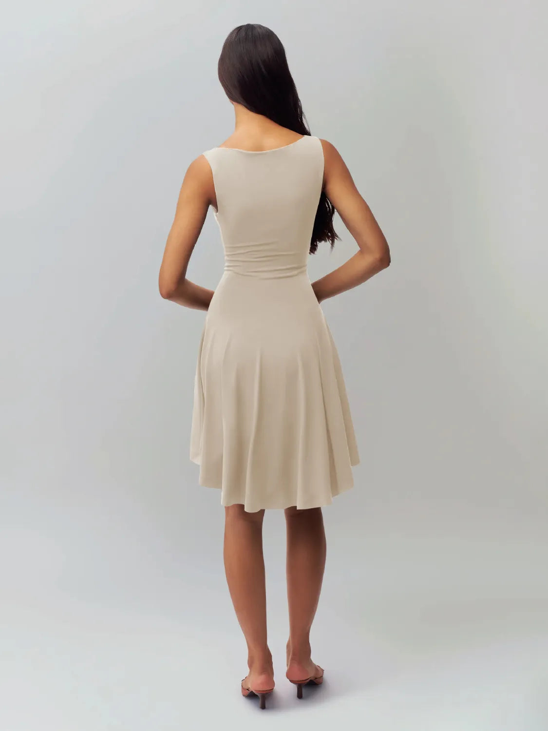 High-Low Round Neck Sleeveless Dress.