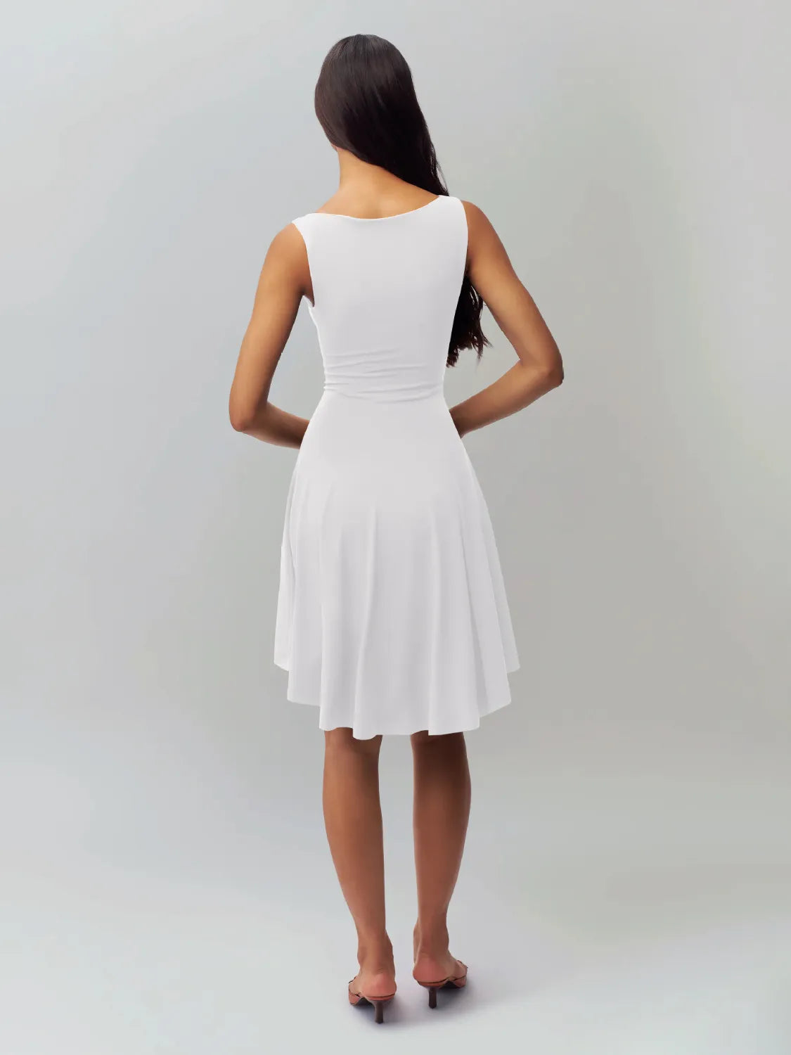 High-Low Round Neck Sleeveless Dress.