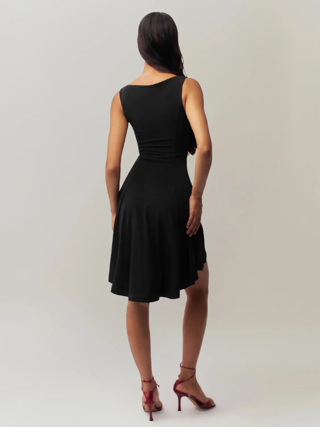 High-Low Round Neck Sleeveless Dress.