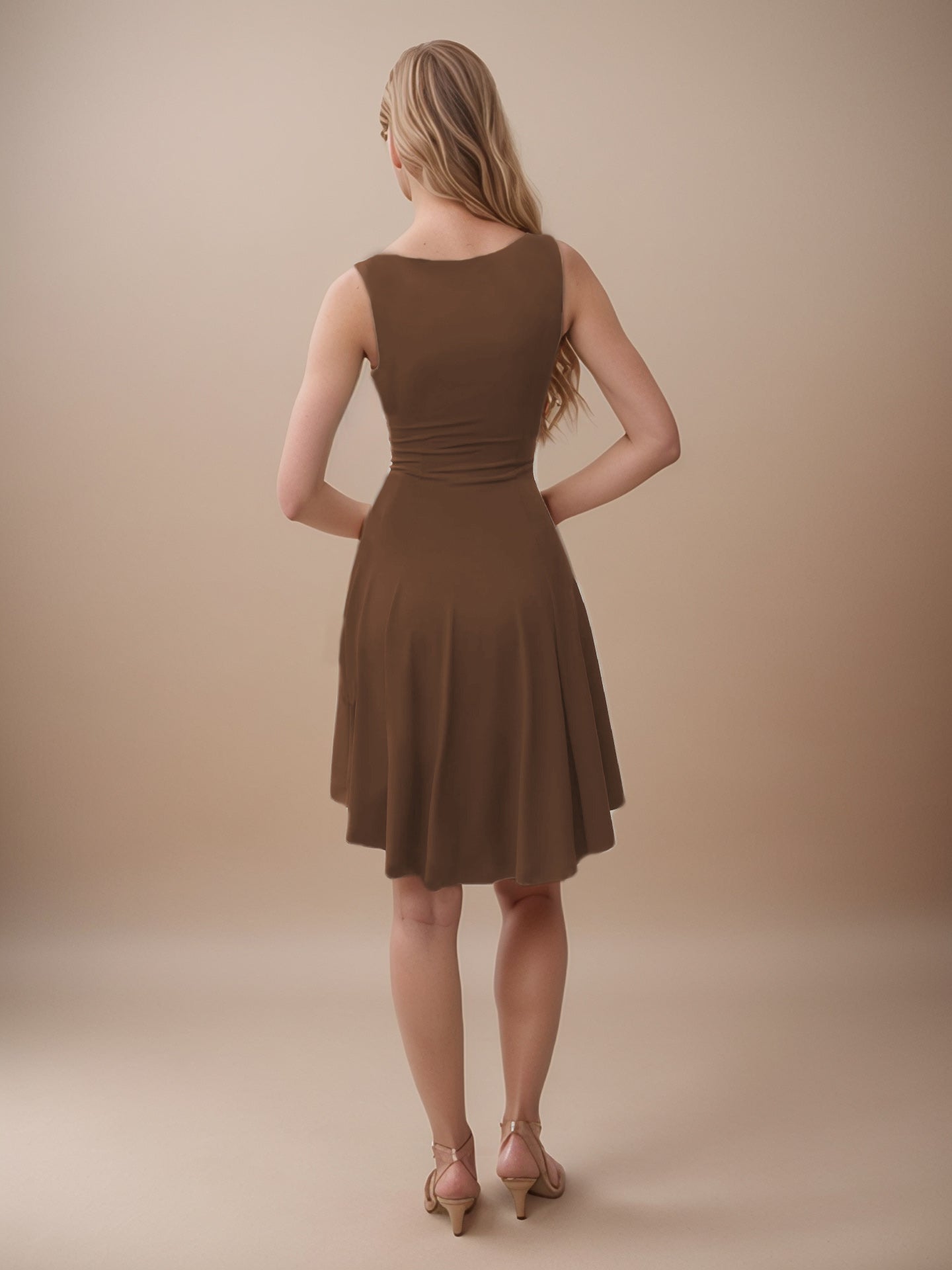 High-Low Round Neck Sleeveless Mini Dress.