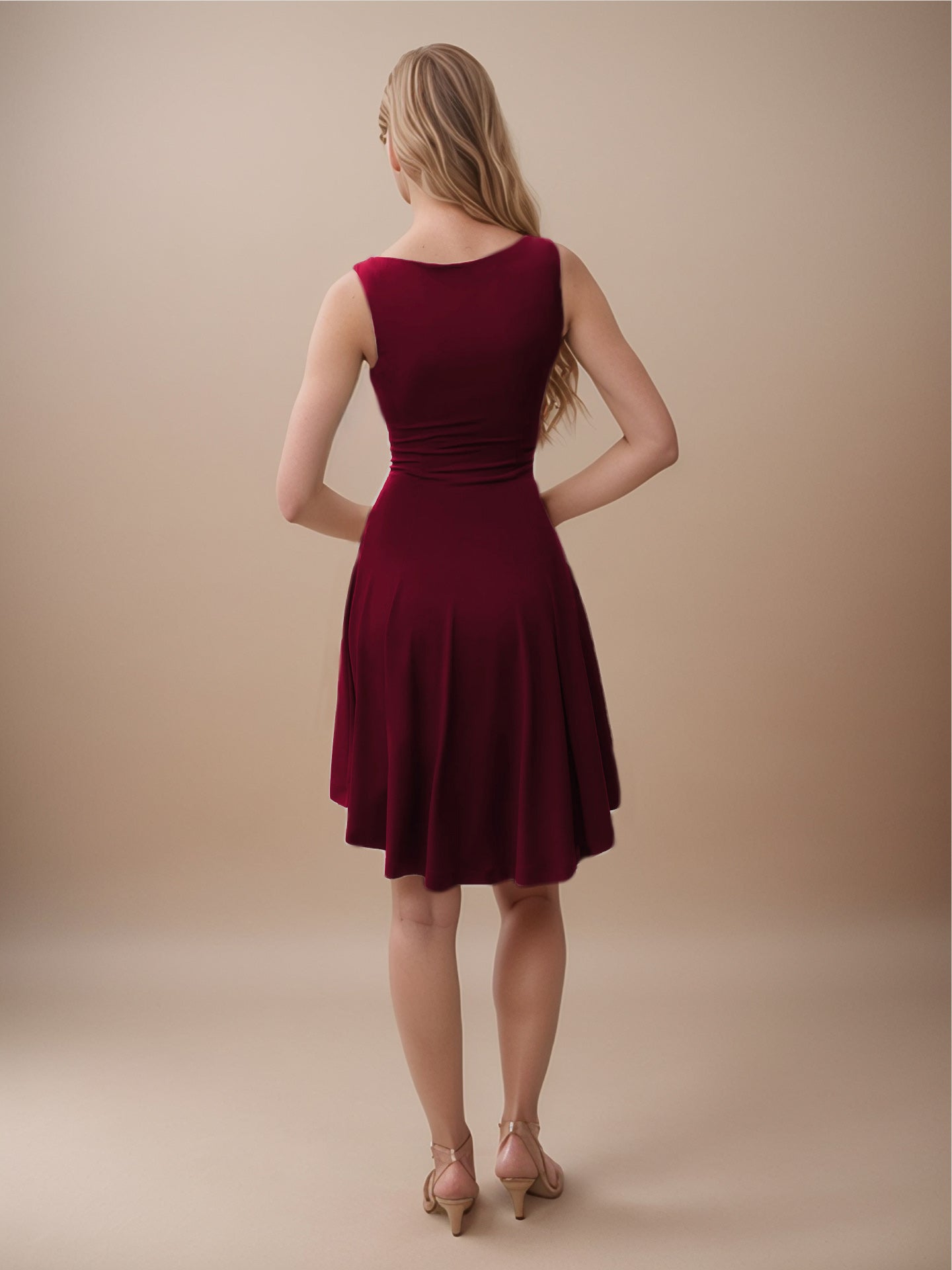 High-Low Round Neck Sleeveless Mini Dress.