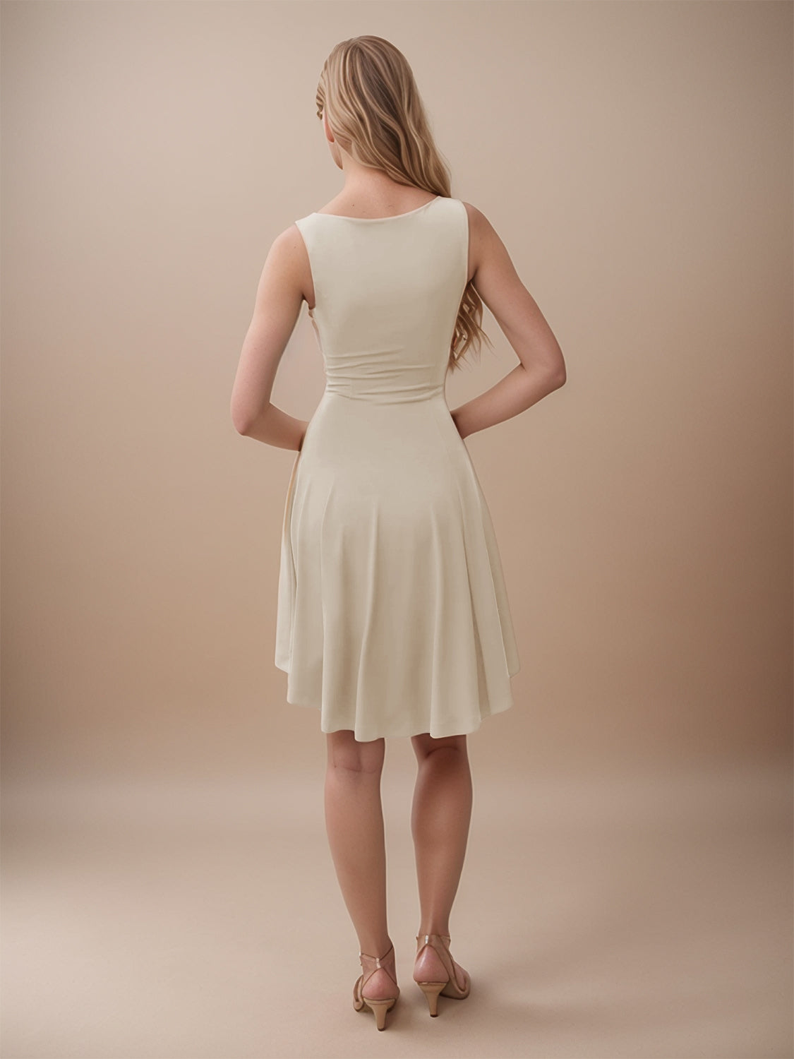 High-Low Round Neck Sleeveless Mini Dress.