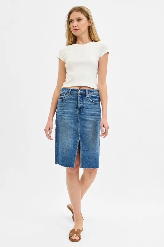Risen High Rise Front Slit Pencil Skirts Plus Size.