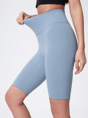 High rise wide waistband active shorts.