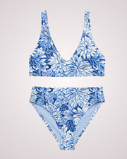 High Waist Bikini - Blue Floral V