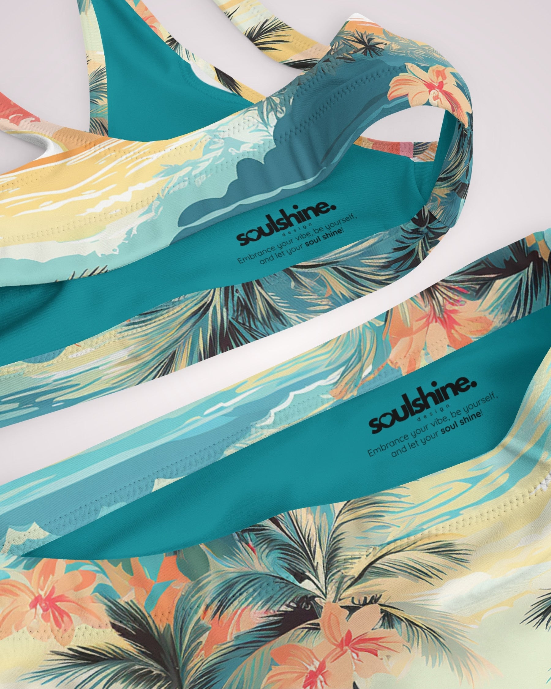 High Waist Bikini - Tropical Beach V
