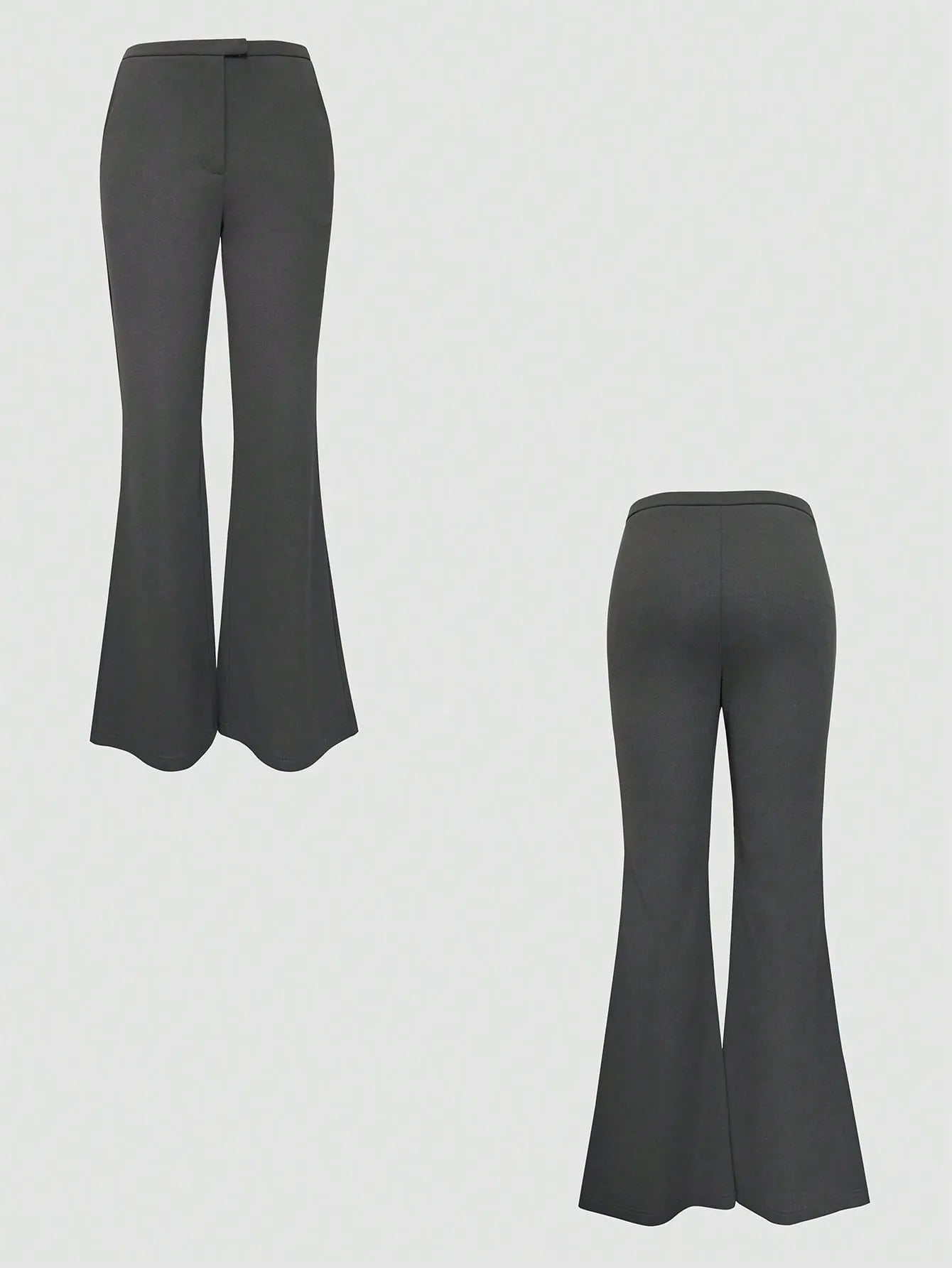 High waist flare leg trousers with buttons and pockets.