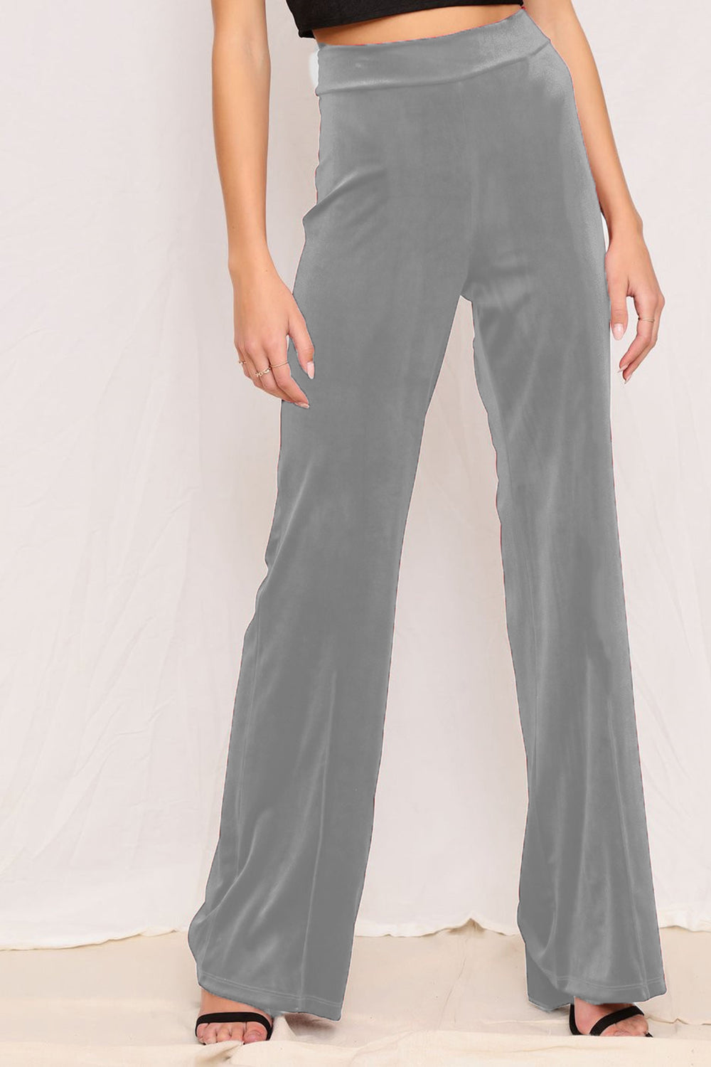 Full size high waist pants, opaque.