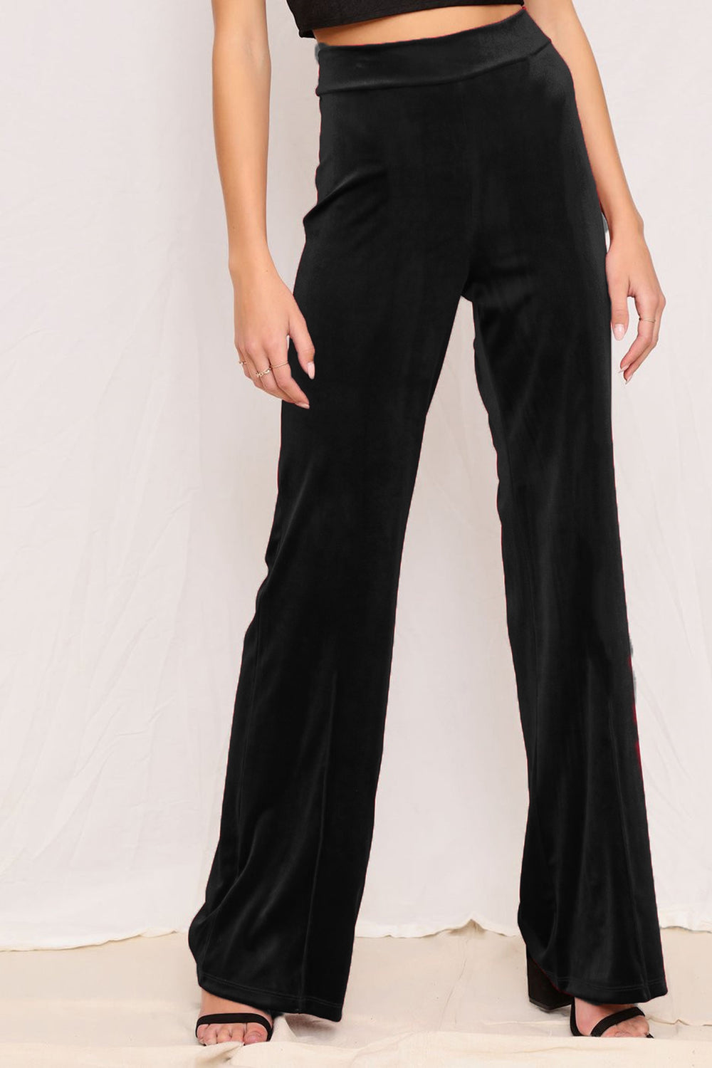 Full size high waist pants, opaque.