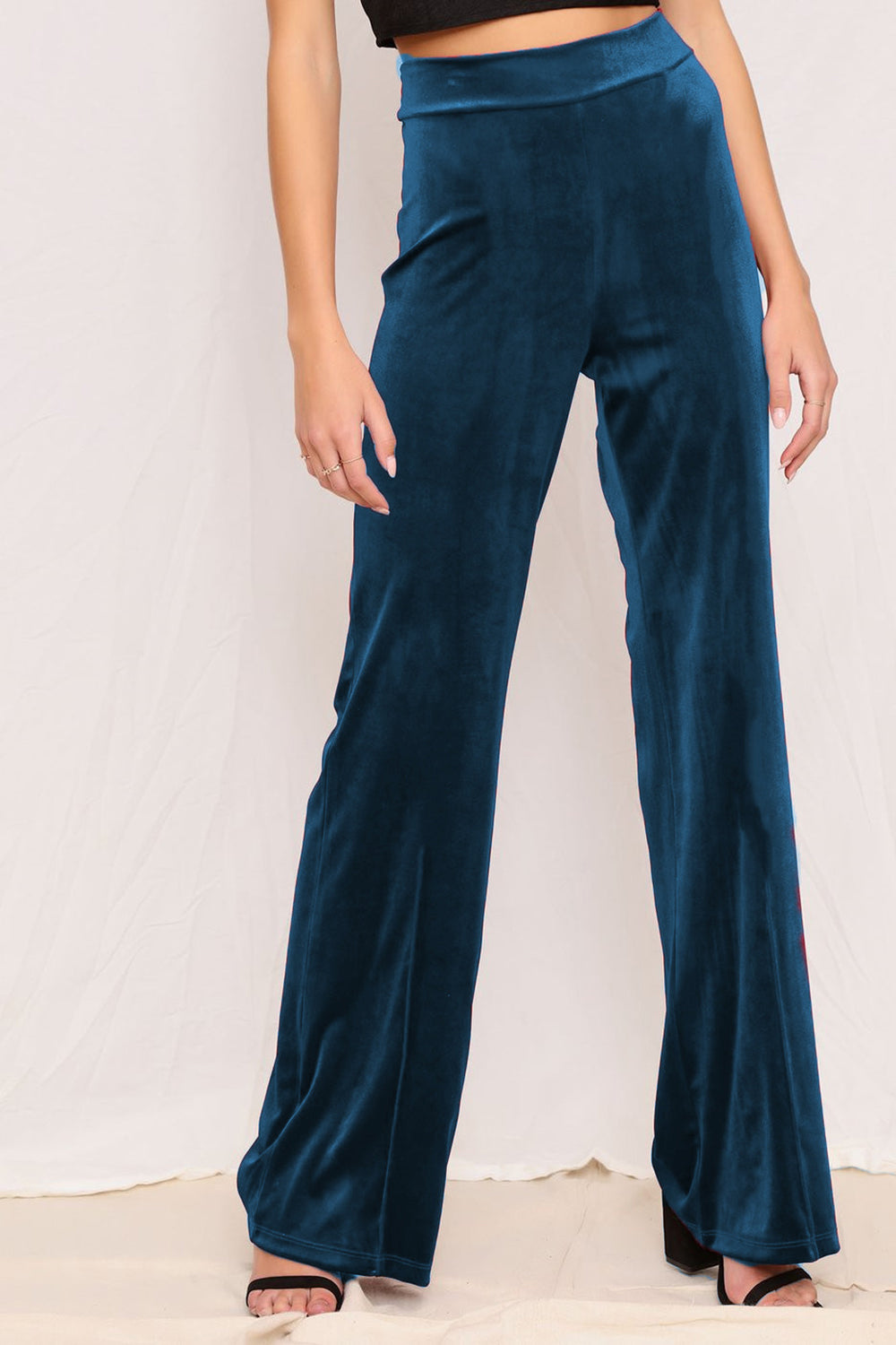 Full size high waist pants, opaque.