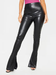 High waist slit pants, fashion style.