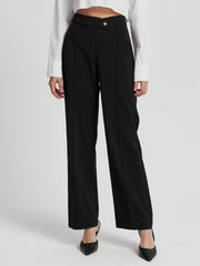 High waist straight pants, opaque.
