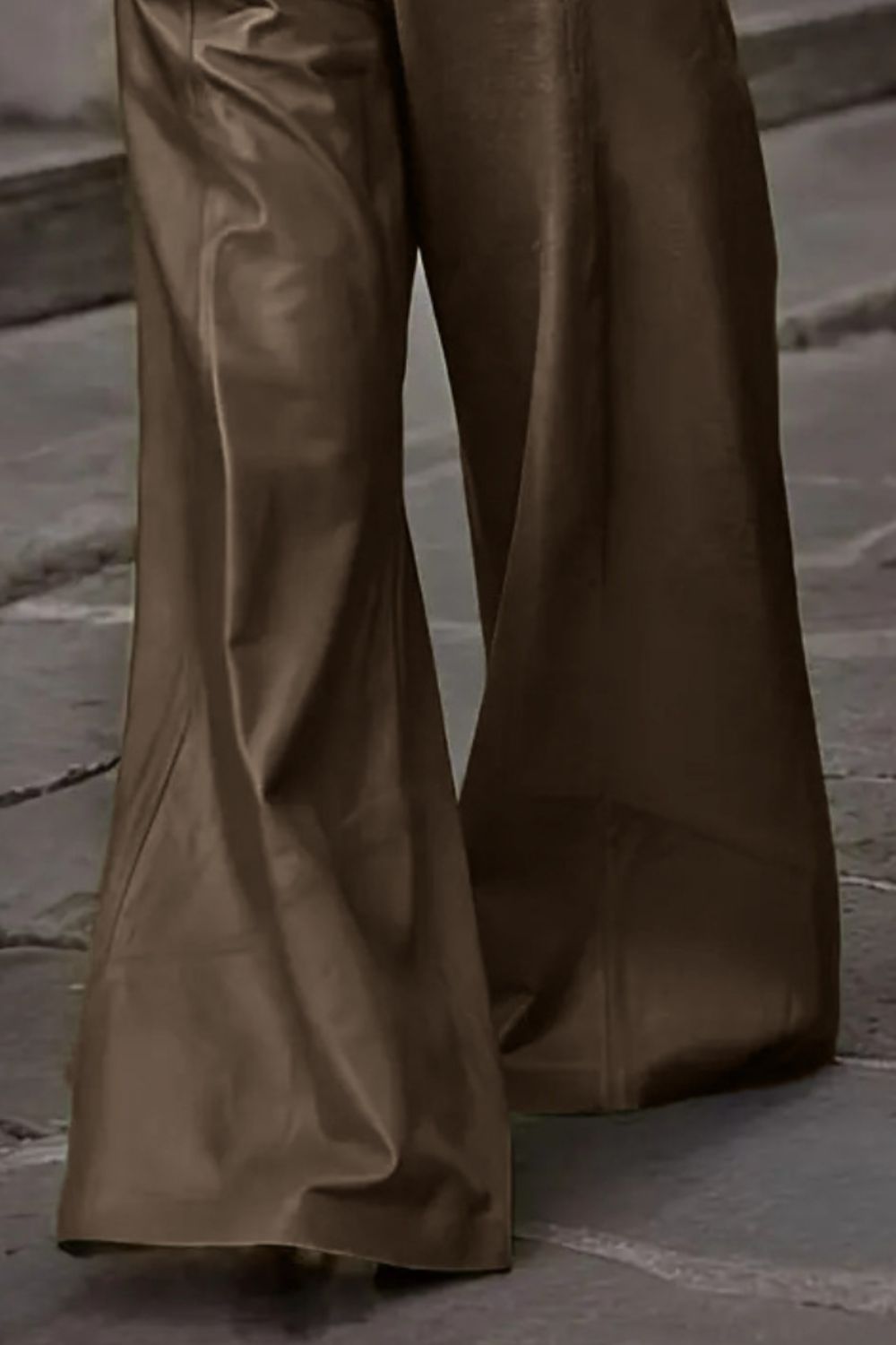 High waist wide flare pants with pockets, opaque.