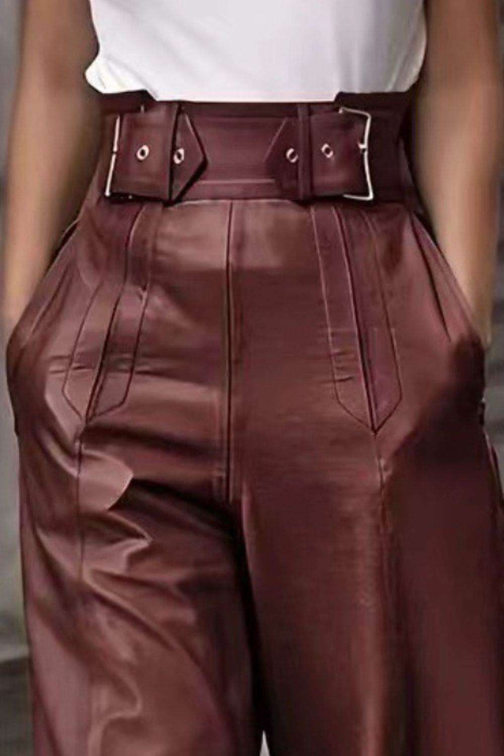 High waist wide flare pants with pockets, opaque.