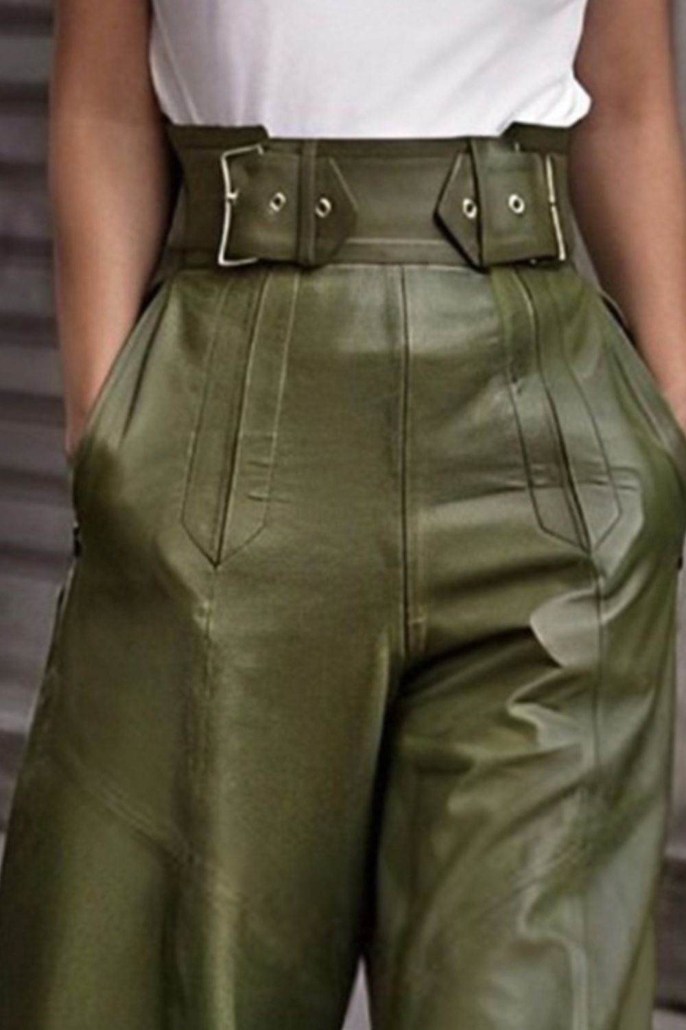 High waist wide flare pants with pockets, opaque.