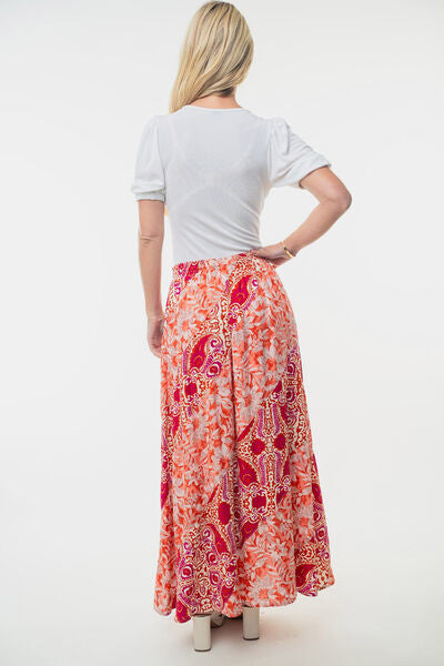White Birch High Waisted Floral Woven Skirt.