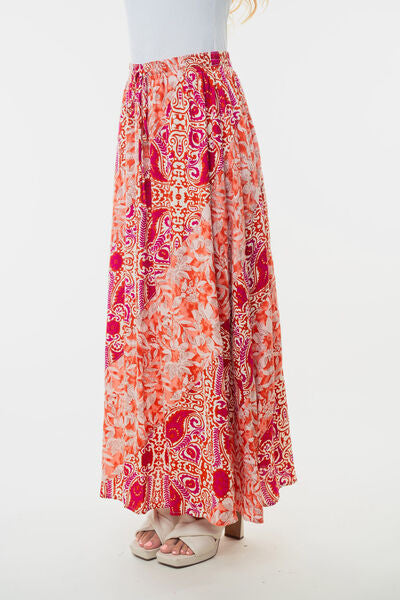 White Birch High Waisted Floral Woven Skirt.