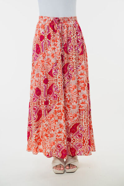 White Birch High Waisted Floral Woven Skirt.