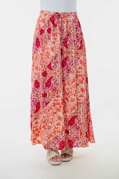 White Birch High Waisted Floral Woven Skirt.