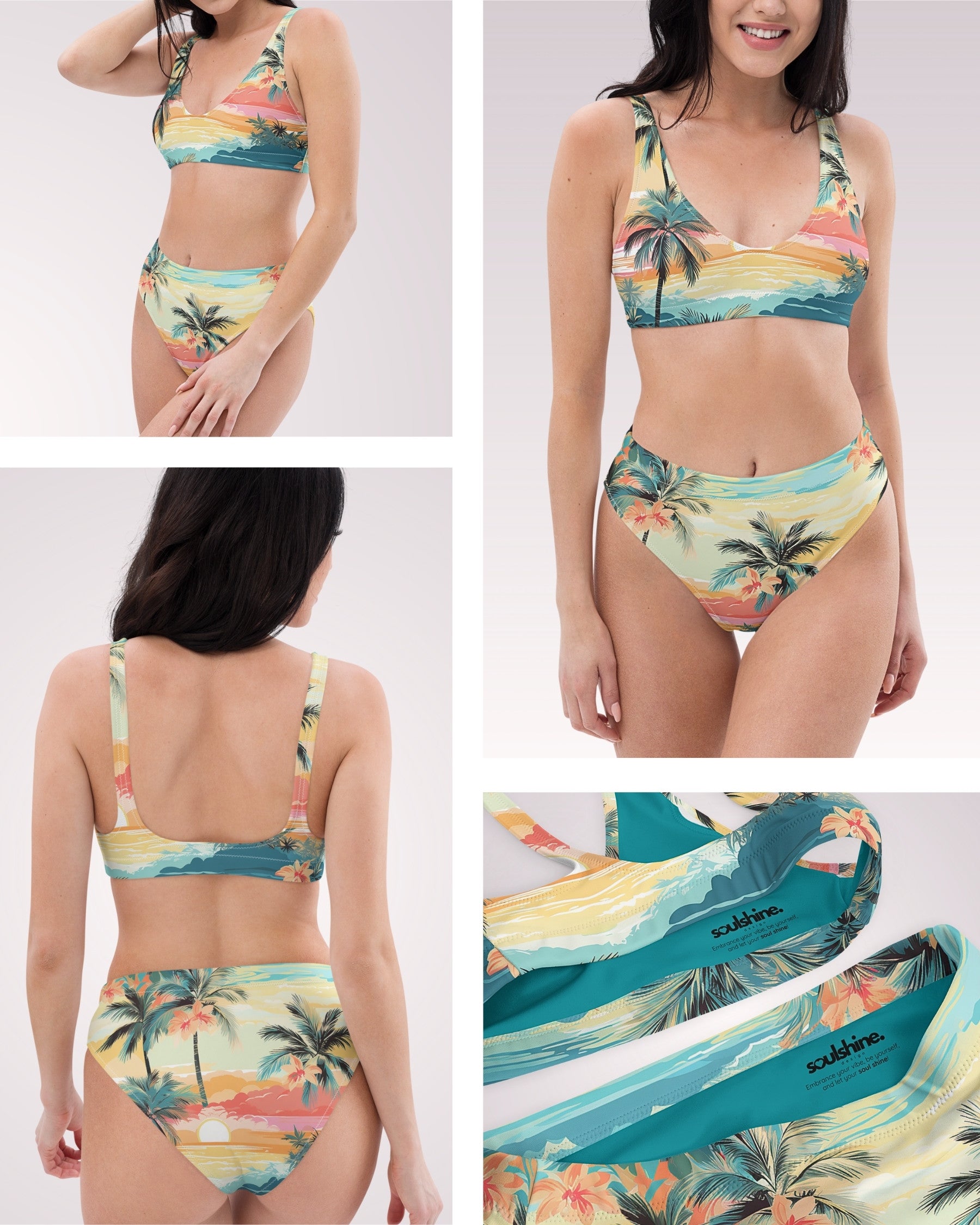 High Waist Bikini - Tropical Beach V