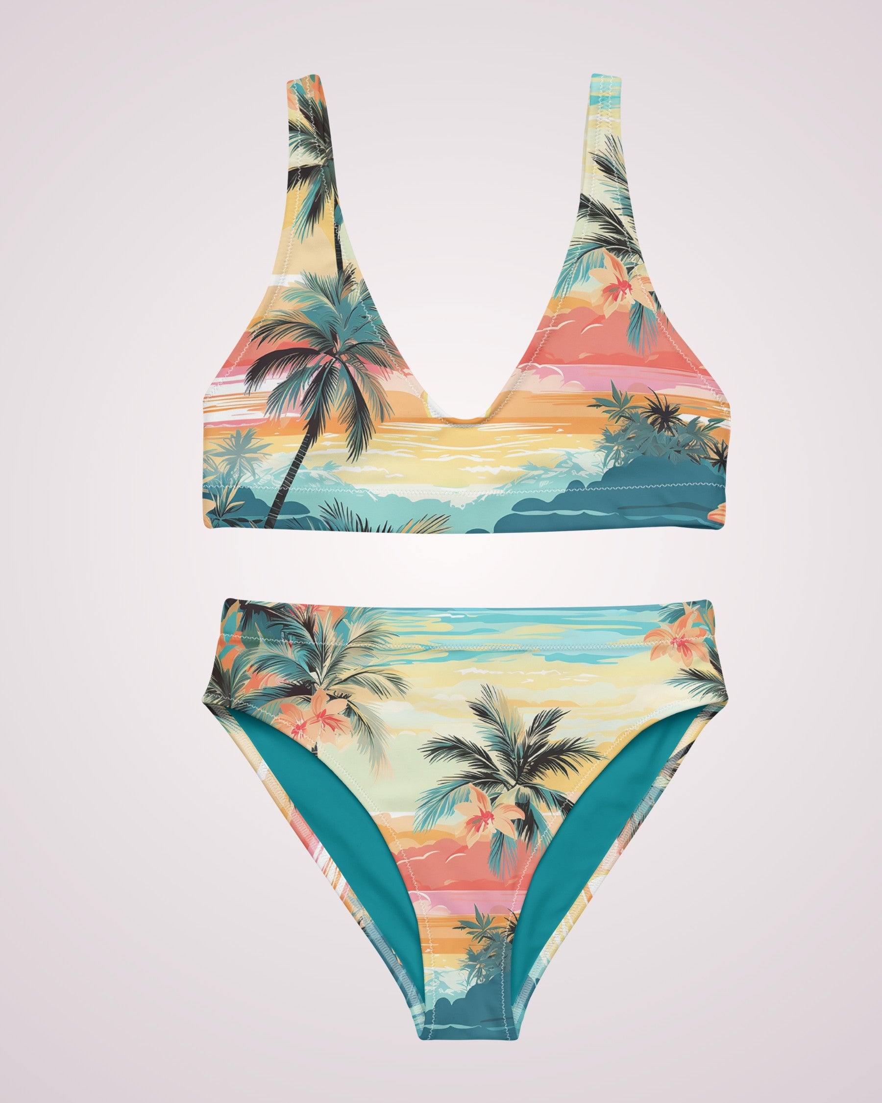 High Waist Bikini - Tropical Beach V