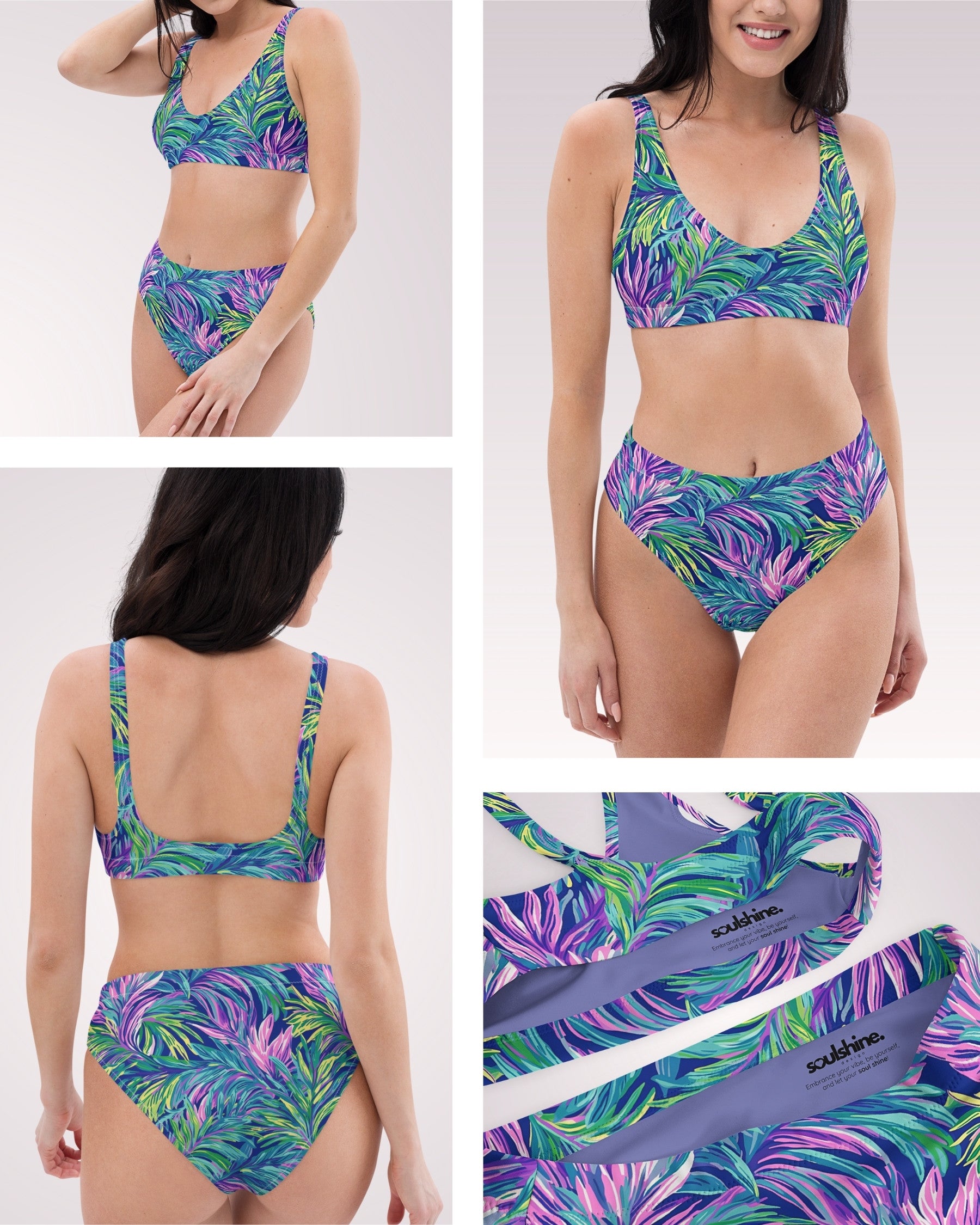 High Waist Bikini - Tropical Palms IV