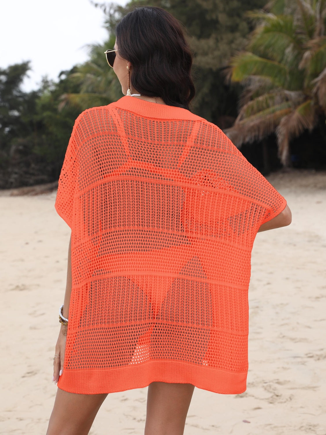 Hollow Out Collared Neck Cover-Up.