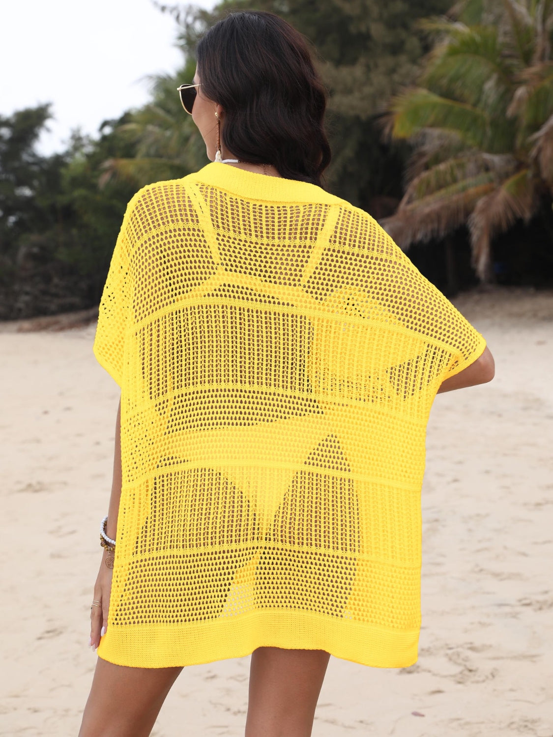 Hollow Out Collared Neck Cover-Up.