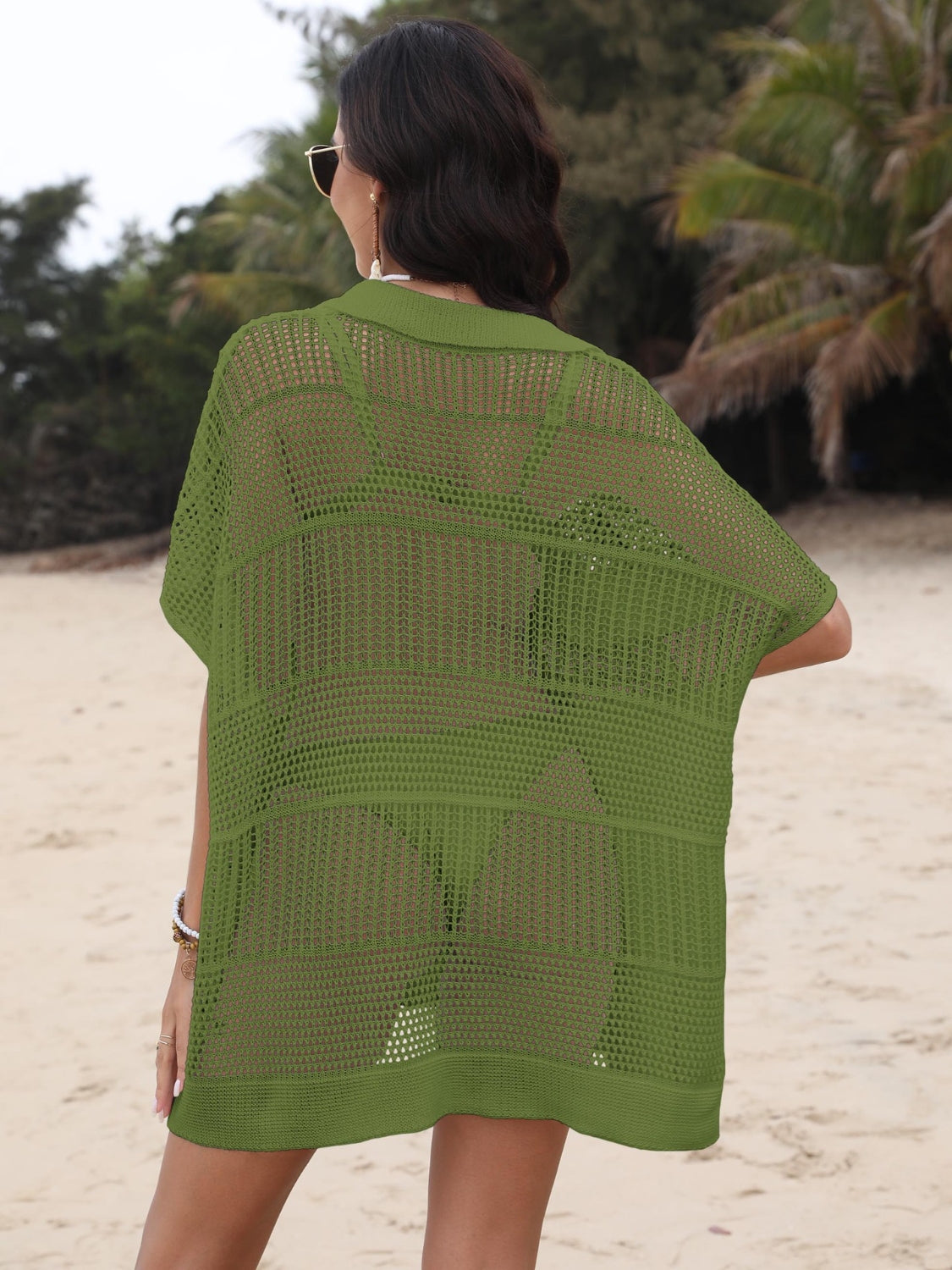 Hollow Out Collared Neck Cover-Up.