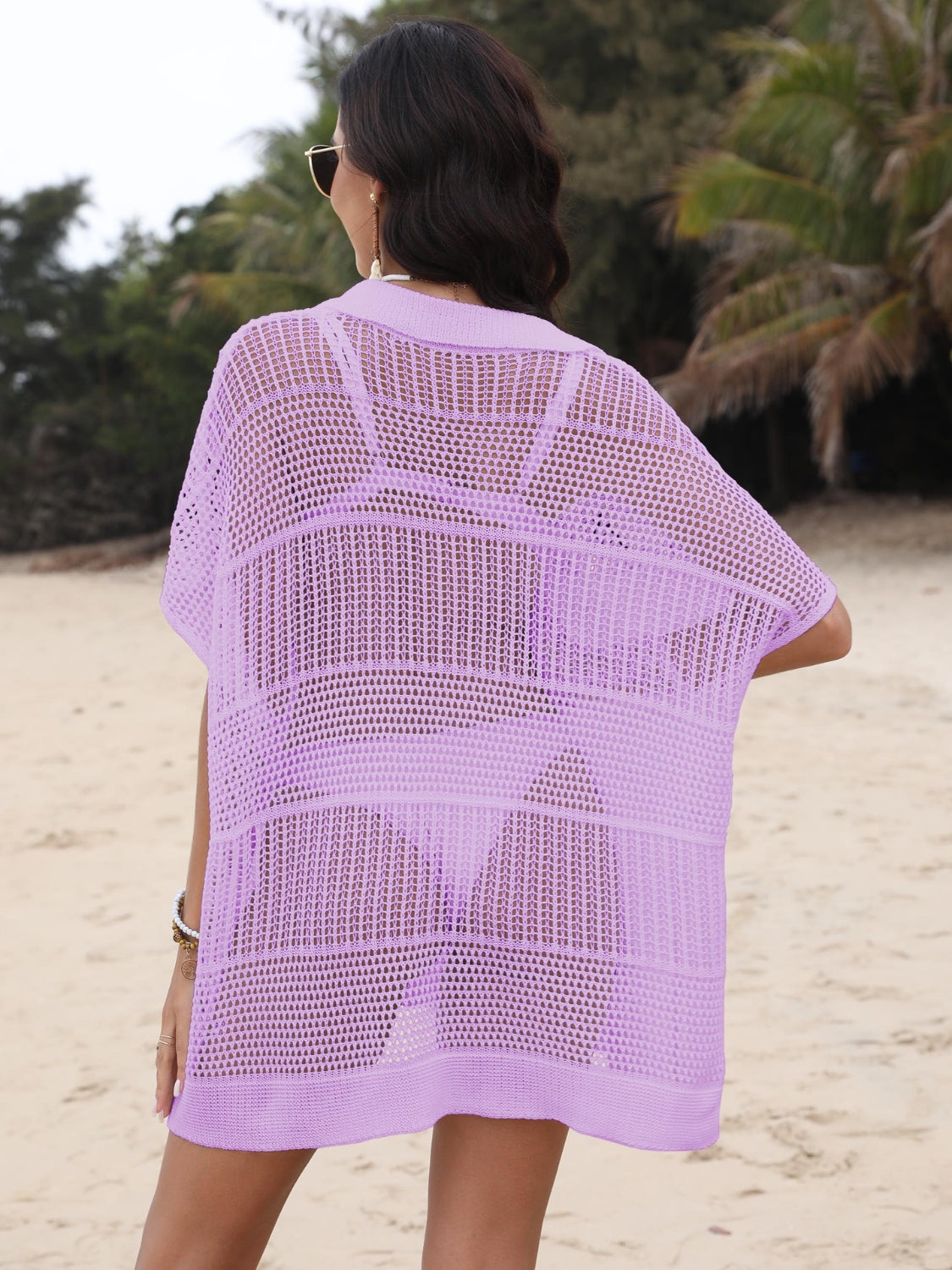 Hollow Out Collared Neck Cover-Up.