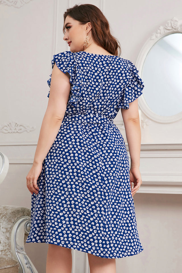 Honey Plus Size Round Neck Tie Waist Dress.
