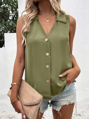 Full size Johnny collar button up tank top.