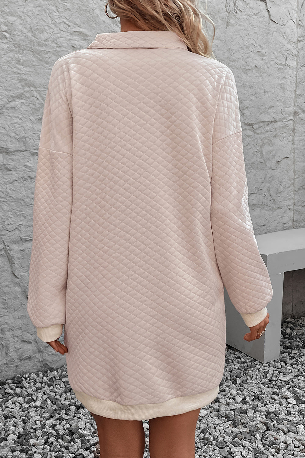 Perfee Johnny Collar Dropped Shoulder Dress.