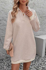 Perfee Johnny Collar Dropped Shoulder Dress.