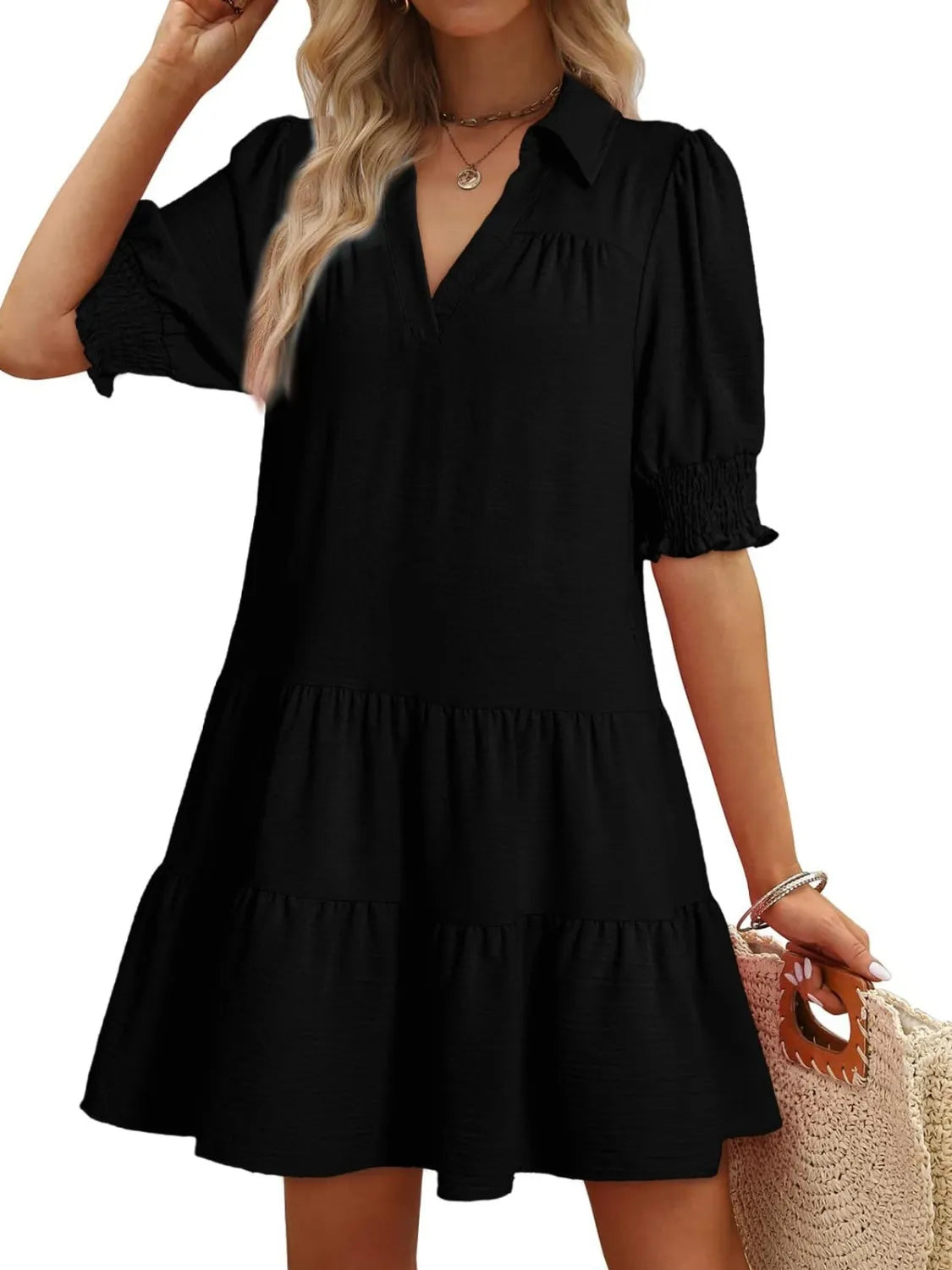 Johnny Collar Short Sleeve Mini Dress.