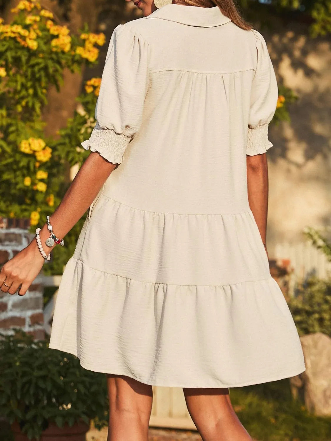 Johnny Collar Short Sleeve Mini Dress.