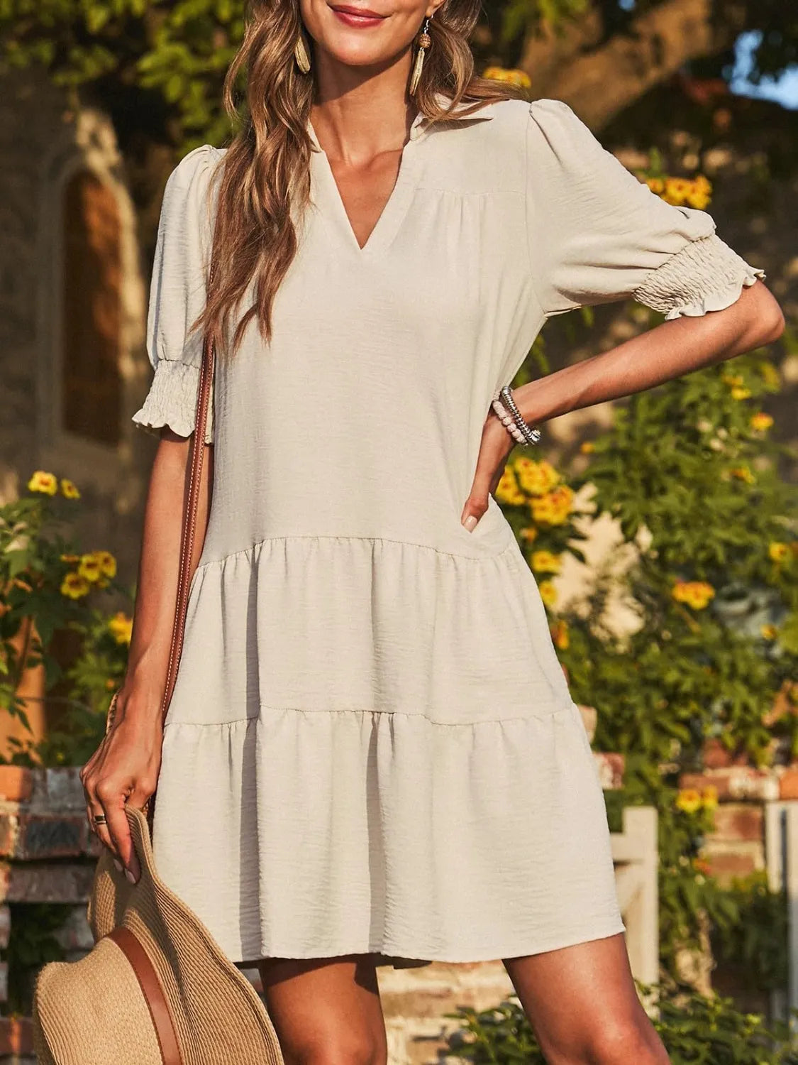 Johnny Collar Short Sleeve Mini Dress.