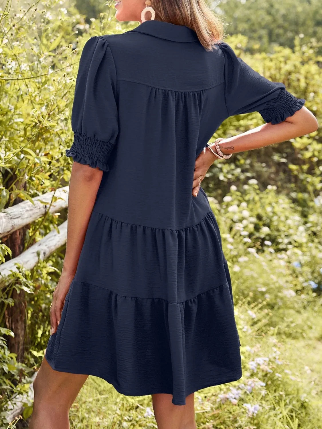 Johnny Collar Short Sleeve Mini Dress.