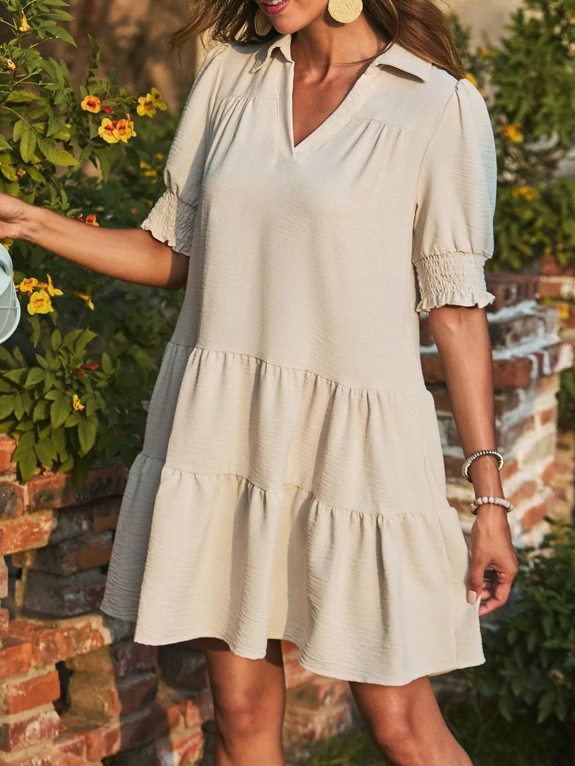 Johnny Collar Short Sleeve Mini Dress.