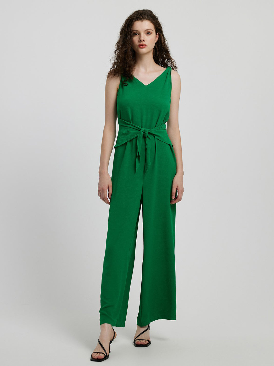 Single Shoulder Tie Waist Romper.