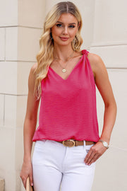 V-neck tank top with knot detail.