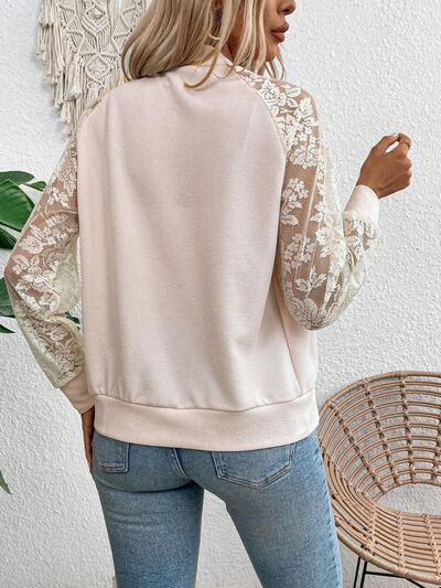 Lace baseball collar zip up jacket.