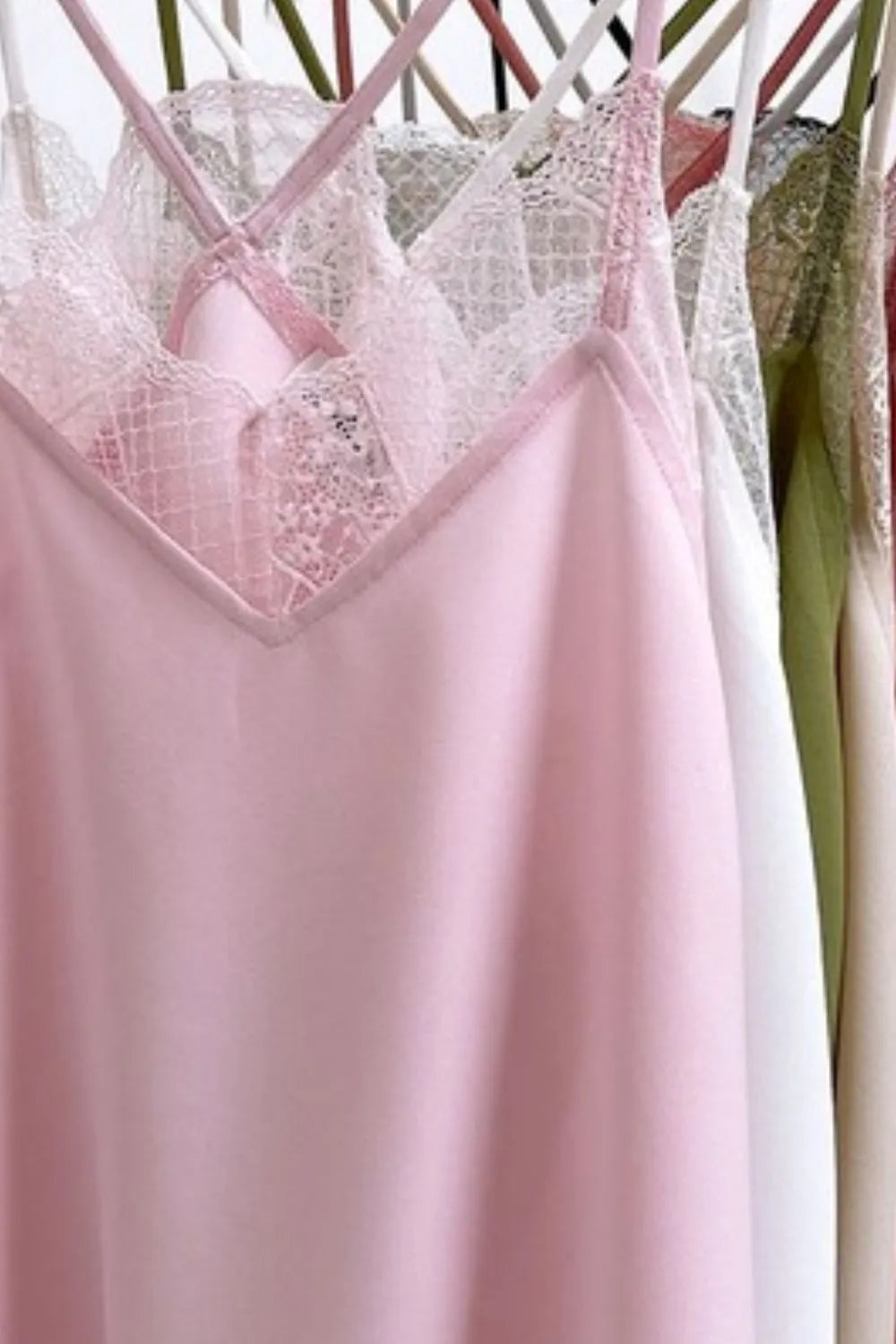 Solid lace cami tank top with lace detail.